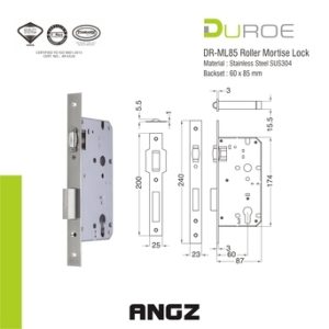 DR-ML85 Roller Mortise Lock