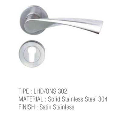 ONASSIS Lever Handle 302 Solid Stainless Steel Satin Stainless